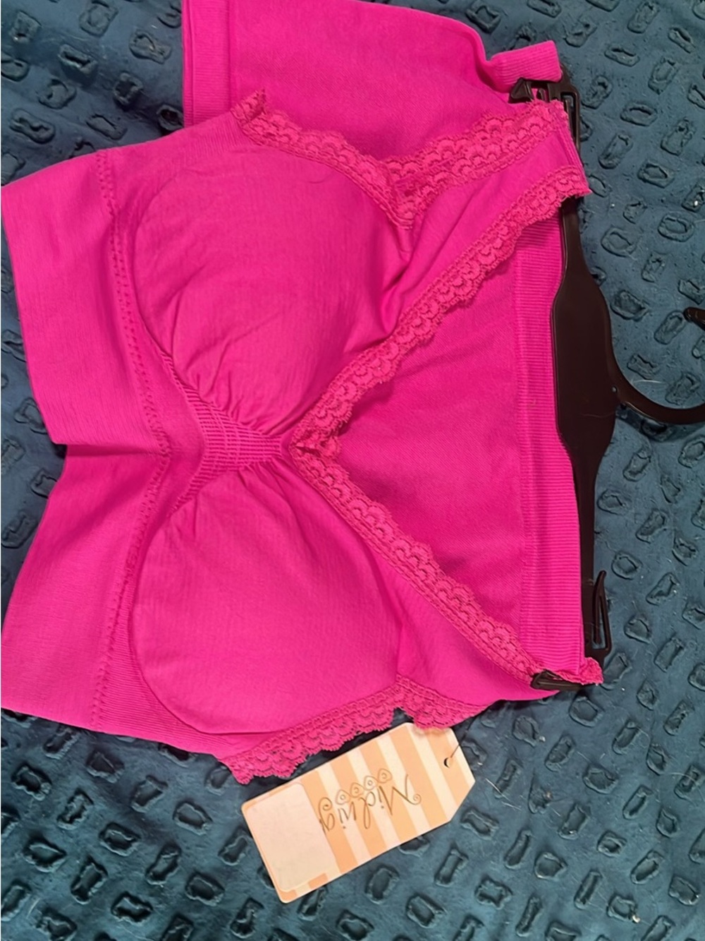Seamless Lace-Trim Bralette - Hot Pink sz S